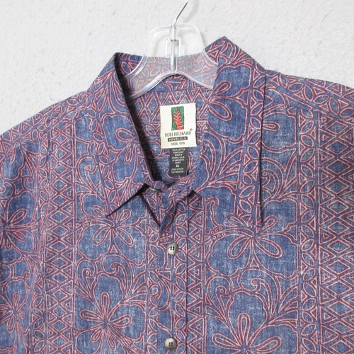 Tori Richard Hawaiian Shirt XL Floral Grill Blue Purple Luau Aloha Button NWT