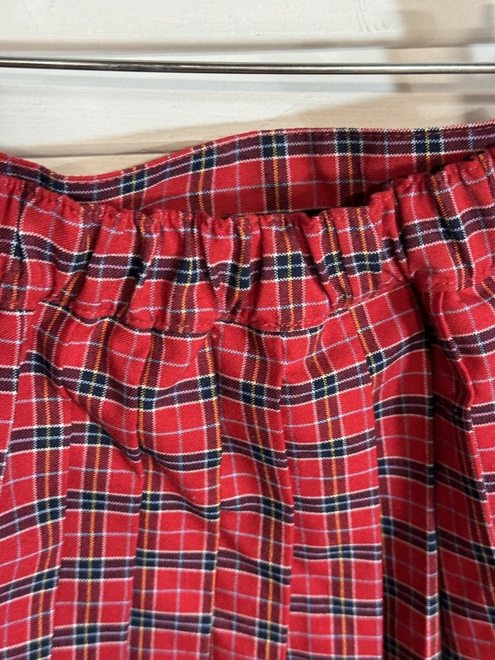 格子红色裙子尺寸 5 女孩 Greendog 假日圣诞学校打褶 — 第 3/4 张图片