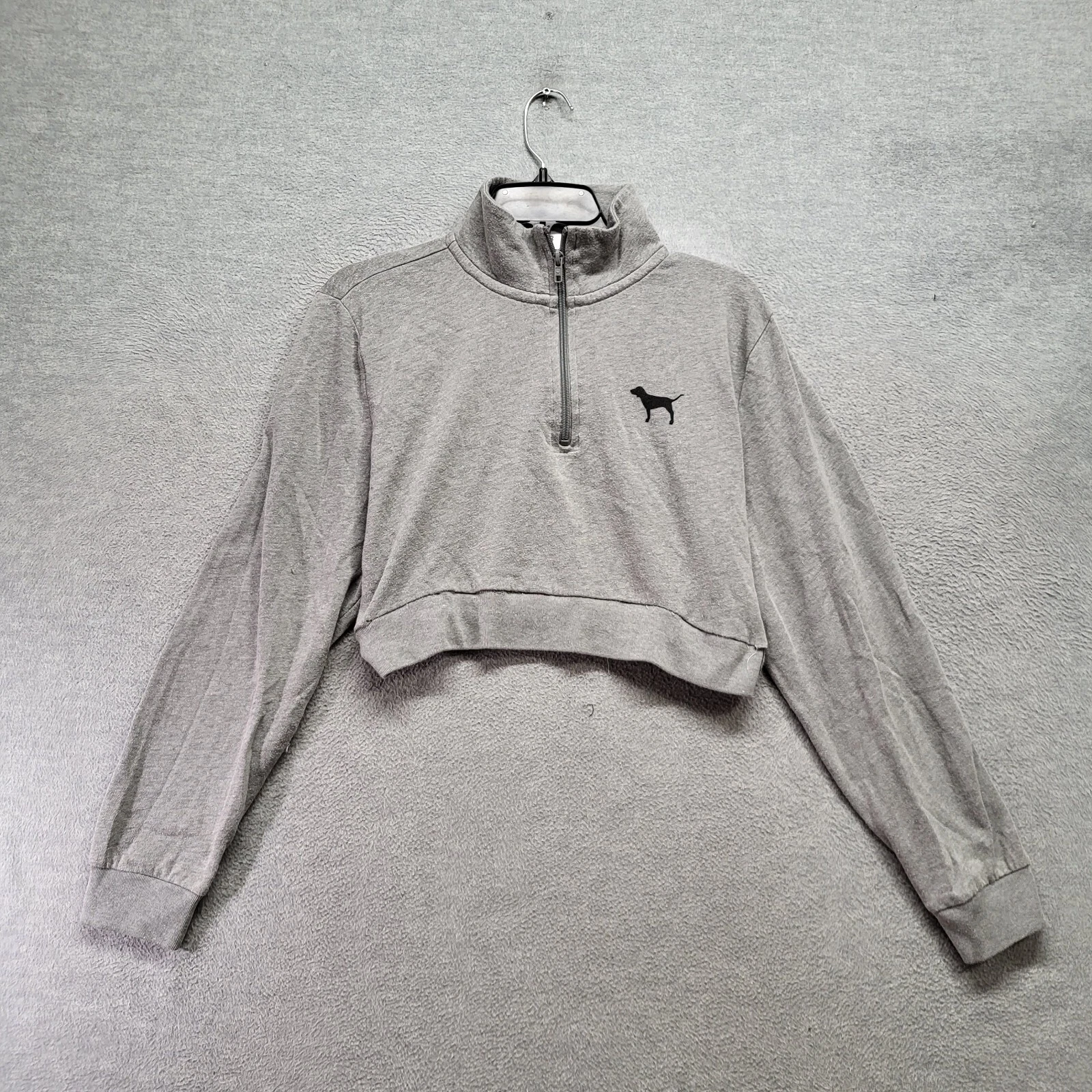 victoria-secret-vs crop 1/4 zip logo pullover sweatshirt