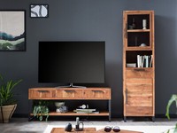 Wohnwand Sydney Massiv Holz Tv-Bank Und Vitrine Wohnzimmer MöBel Schrankwand