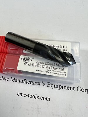 2pcs 5/8  Carbide Drill Mill Mills Tialn Coated, 90 Degree Angle #1006-DMT-58F4