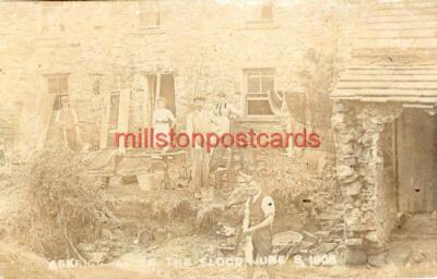 ECHTFOTO POSTKARTE VON ASKRIGG NACH DER FLUT, JUNI 1908, NORTH YORKSHIRE