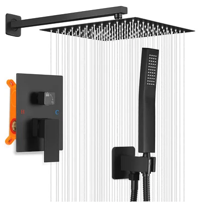 OYAJIA Concealed Bathroom Mixer Shower Set 30 cm Square Rainfall Head Hand Spray