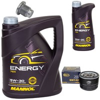 MotoröL Set 5W-30 6 Liter + ÖLfilter SM 142 + Schraube FüR Renault Laguna Trafic