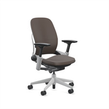 Steelcase Leap Desk Chair Platinum Espresso Leather V2 Soft 