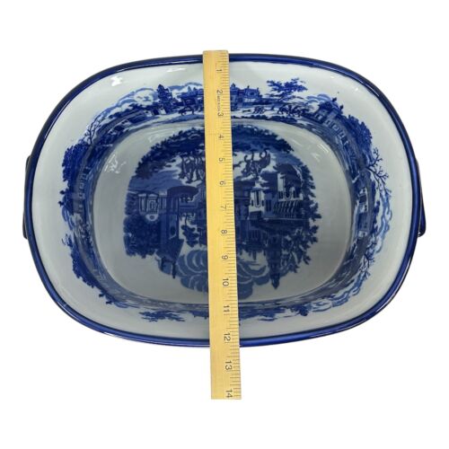 Großes chinesisches blaues Eisensteinbecken Chinoiserie Fußbad Pflanzgefäß - Bild 9 von 10