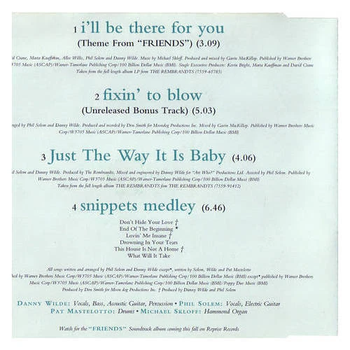 The Rembrandts - I'll Be There For You (Theme From "Friends") (CD) - Picture 3 of 5