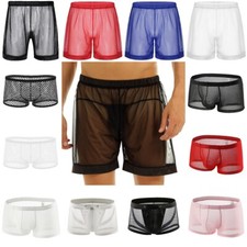 UK Mens Briefs See Through Mesh Boxer Mesh Underwear Shorts Trunks Swimwear