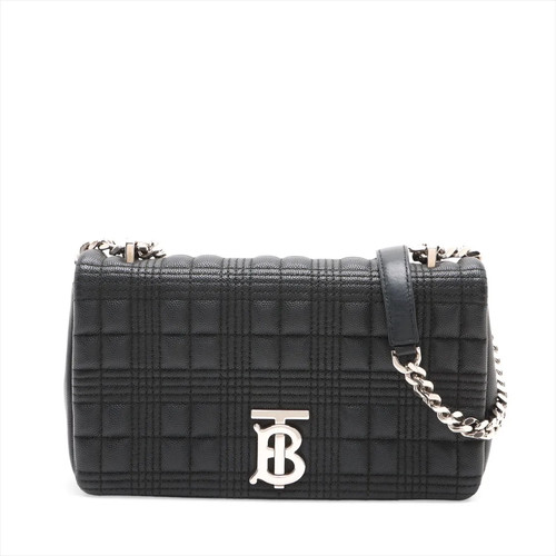 Burberry TB Leather Chain Shoulder Bag Black
