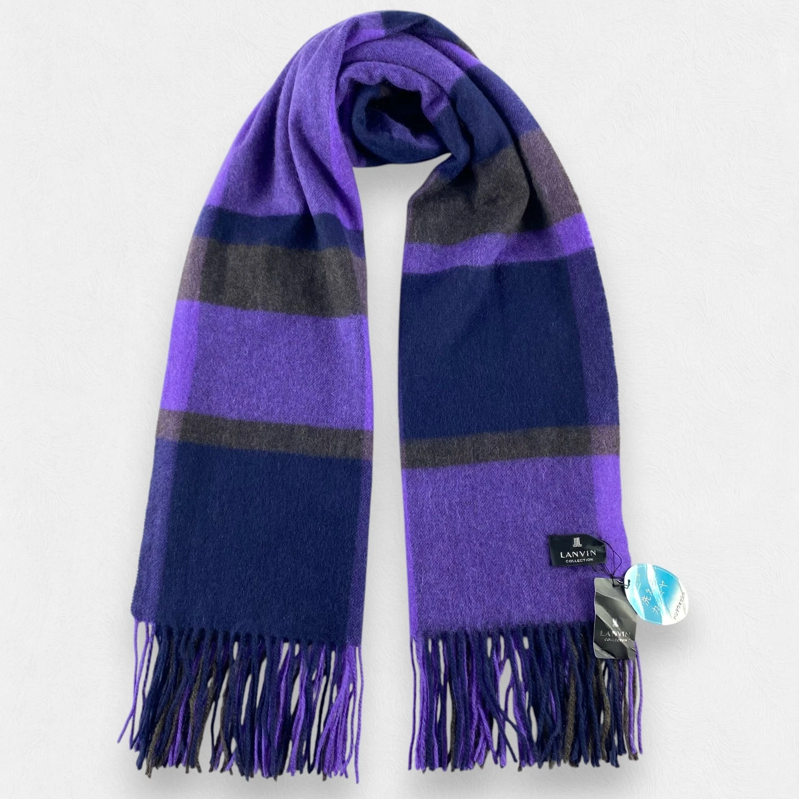 Vintage Lanvin Scarf Muffler Neck Wrap Scarf Wool Cashmere Unisex Scarves