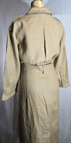 Ralph Lauren LRL 100% lino safari bottoni davanti abito camicia midi cachi taglia 1X - Foto 15 di 19