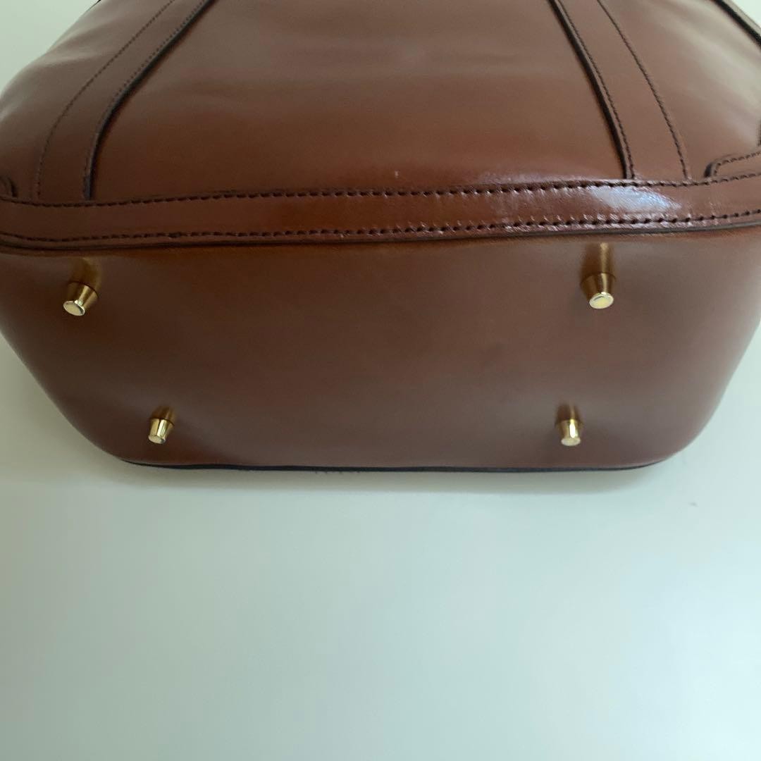 Burberry Brown Leather Solid Top Double Handle Ba… - image 4