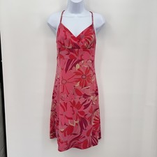 Express Dress Womens Sz 5/6 Y2K Fairy Criss Cross Back Floral Summer Slip Satin