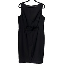 Ann Taylor Dress Womens Size 14 Black Sleeveless Zippered Back Slit Sheath