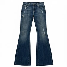 Vigoss Midrise Bootcut/Flare Jeans Sz 3 x 31" Stretch Distressed Dark Wash 167H