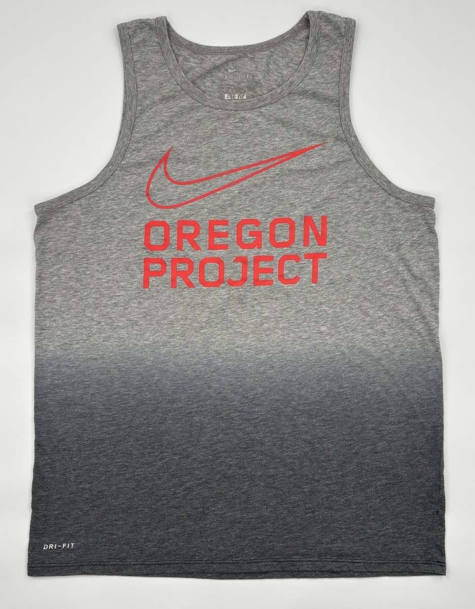 Nike Oregon Project Tank Top Running Singlet Dri-Fit Gray Orange