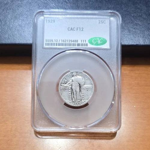 1929 Standing Liberty Quarter Silver CAC F12 25C Circulated US Coin