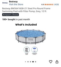 Bestway Steel Pro, 12ft Max Round Frame Swimming Pool with Filter Pump