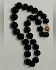 Black Onyx knotted 12mm beaded Necklace w/14K accents & 14K gold clasp  - 17” — photo 1