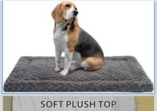 Washable Dog Bed Mat Ultra Soft Dog Crate Pad Fluffy Pet Kennel Beds 36x23 Grey