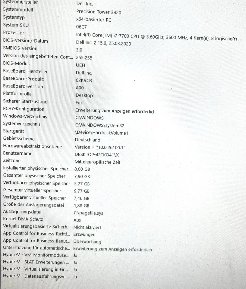 Dell Intel Core I7 7700 8 GB 250 GB SSD computer PC - Immagine 2 di 4