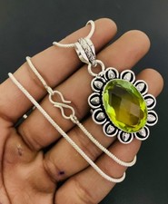 Peridot Gemstone 925 Sterling Silver Handmade Necklace Jewelry Gift For Wife