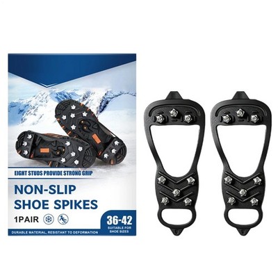 2pcs Ice Grippers Non-Slip Snow Crampon Spikes 8 Steel Studs Boot Shoe Grip