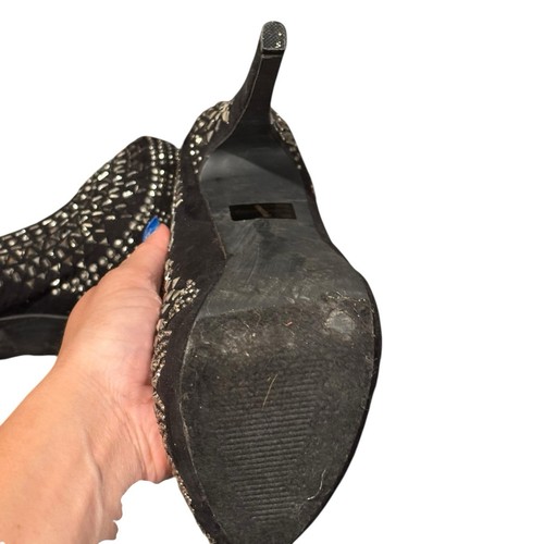 Breckelles Black Studded Platform Stiletto Heels Sz 7 Glam Bling Pumps 6in Heels - Picture 16 of 18