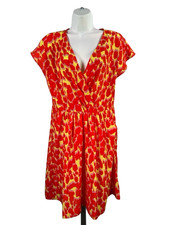 Gap Women's Orange/Yellow Cap Sleeve A-Line Dress - 10