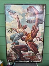 Signed Ernie Barnes 1984 Los Angeles Olympics Poster Basketball Original Rare!