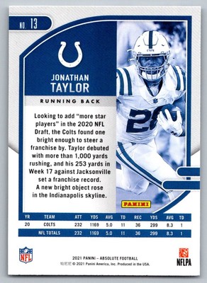 2020 Panini Absolute Jonathan Taylor Indianapolis Colts #20