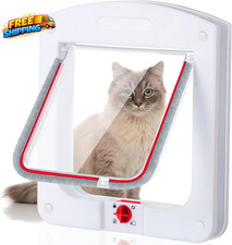 Cat Door 4 Way Rotary Locking Flap Door for Interior Exterior Weatherproof Pet