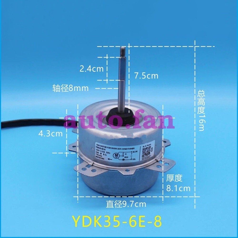 Para motor exterior 1P1.5P 35W delantero YDK35-6E-8 75MM longitud del eje *qq