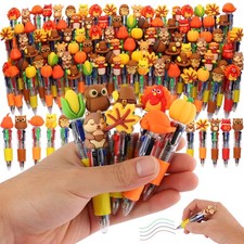 100 Pcs Thanksgiving Multicolor Pen in Cartoon Cute Fun 4-in-1 Cute Pens Bulk...
