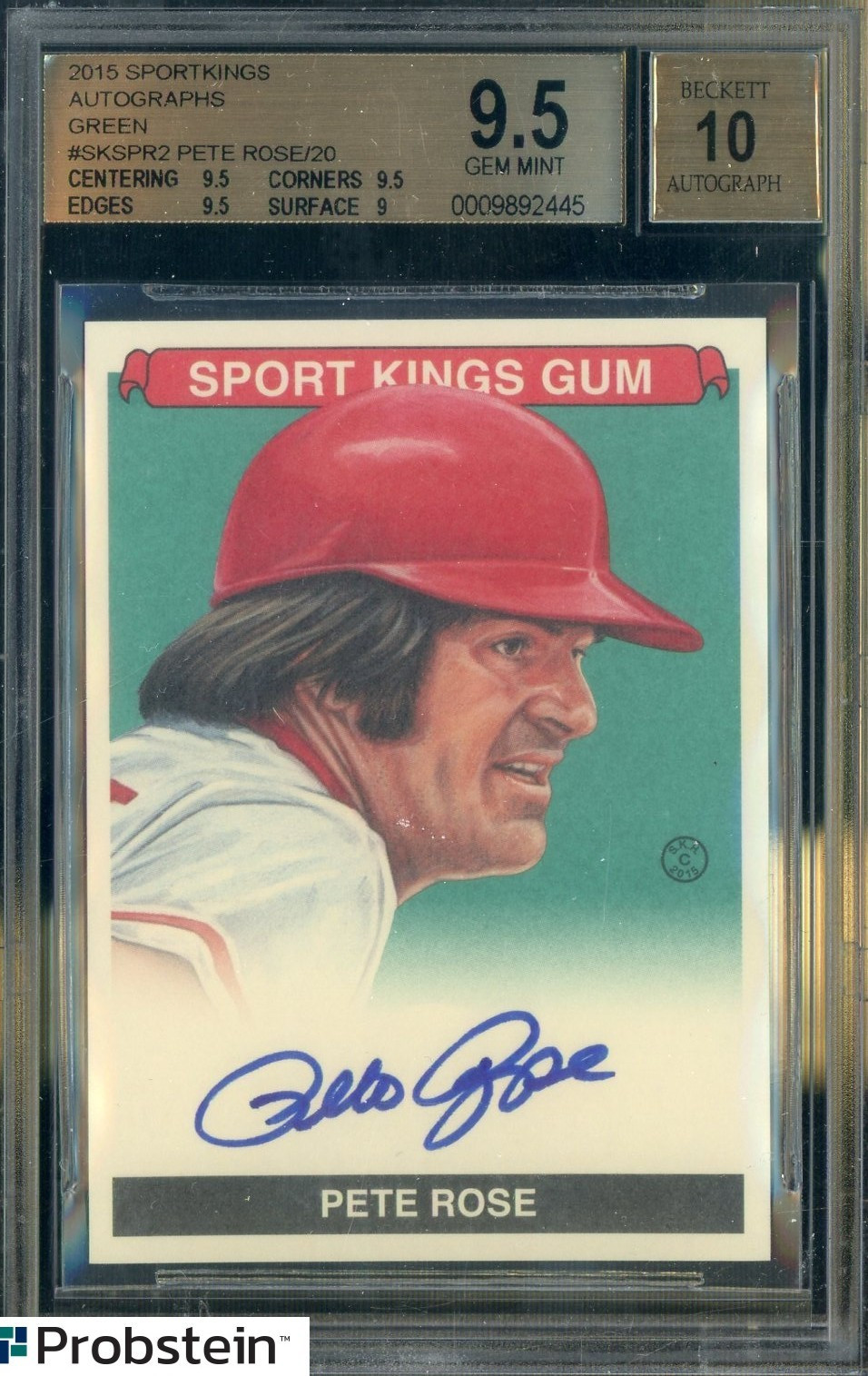 2015 Sportkings Green Pete Rose Cincinnati Reds BGS 9.5 w/ 10 AUTO