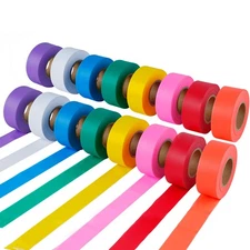 Flagging Tape 16 Rolls Assorted Colors Non-Adhesive Survey Tree Marking Hunting