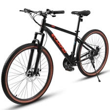 24" Mountain Bike High Carbon Steel Frame Bicycle w/Disc Brakes for Teenagers