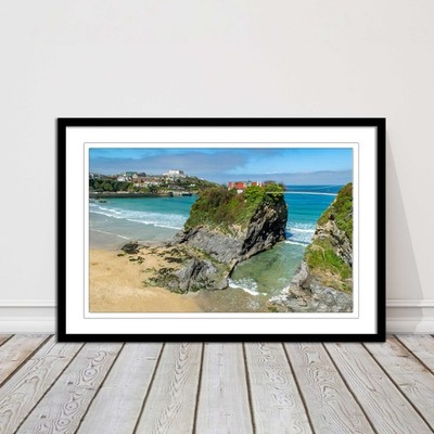 Island House Newquay Gerahmtes Bild Druck Towan Strand Meer Landschaft