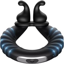 Rechargeable Vibrating Cock Ring for Men &ndash; Adjustable Silicone Penis Ring Toy