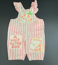 VTG 90s Hopscotch Overalls 6-9 Months Stripped Romper Baby Girl