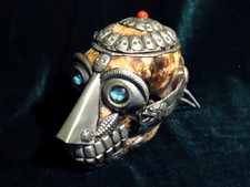 Antique Tibetan Kapala - A Rare Ceremonial Fetish Ritual Vessel Monkey Skull.