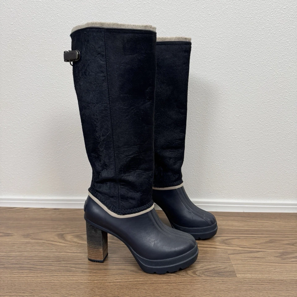 Botas de lluvia Y2K Sorel Medina para mujer 8 azul pelo de becerro altas hasta la rodilla años 2000 Foto 4 de 4