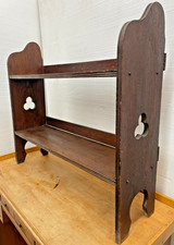 Antique Clover End Oak Bookshelf  32" long Two Shelf Solid Oak