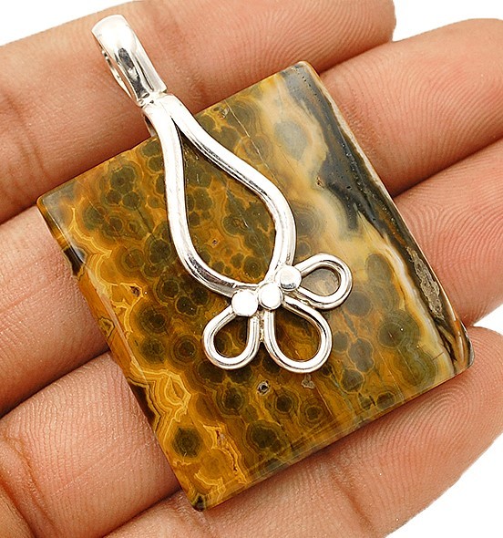 Natural Kambabi Ocean Jasper -Madagascar 925 Sterling Silver Pendant Jewelry 