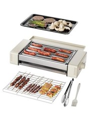  3-in-1 Hot Dog Roller Grill Machine with Nonstick Plate & Grill Rack, Beige
