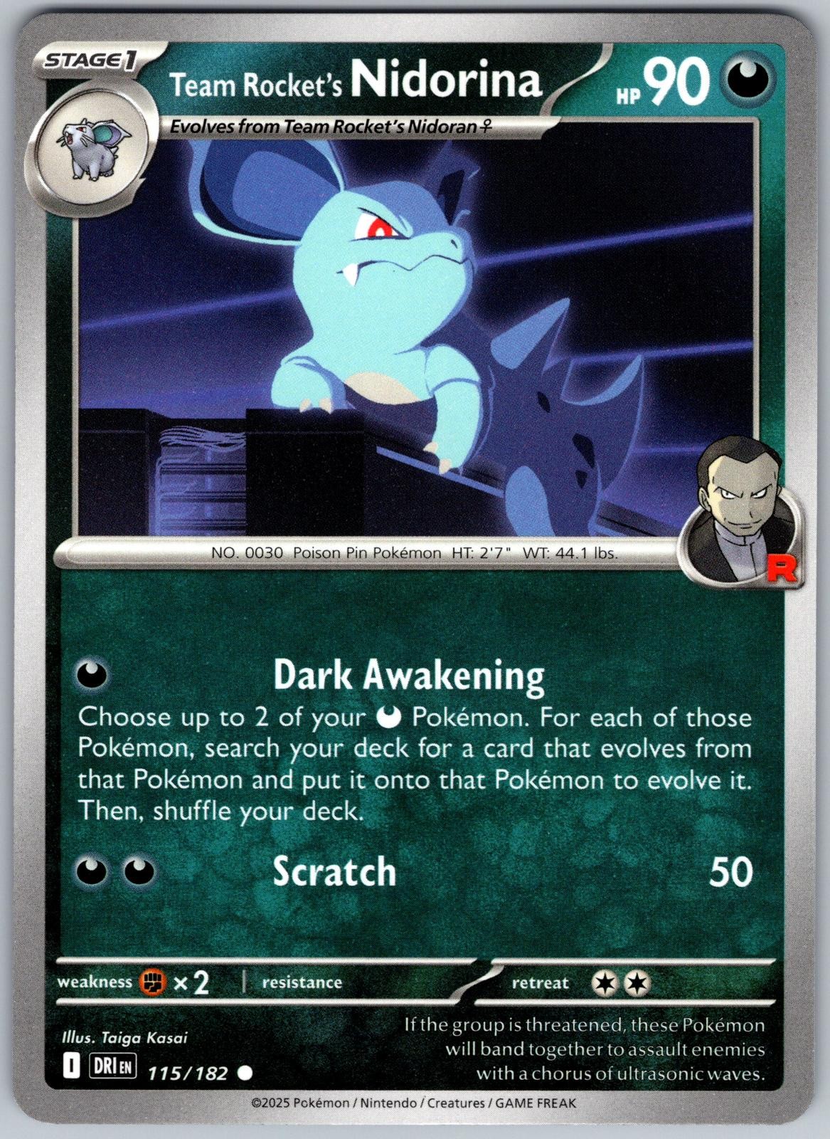 Team Rocket's Nidorina 115/182 Common Destined Rivals Pokemon Near Mint
