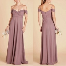 NWT Birdy Grey Spence Bridesmaid Dress Size Small Dark Mauve Off-Shoulder Gown