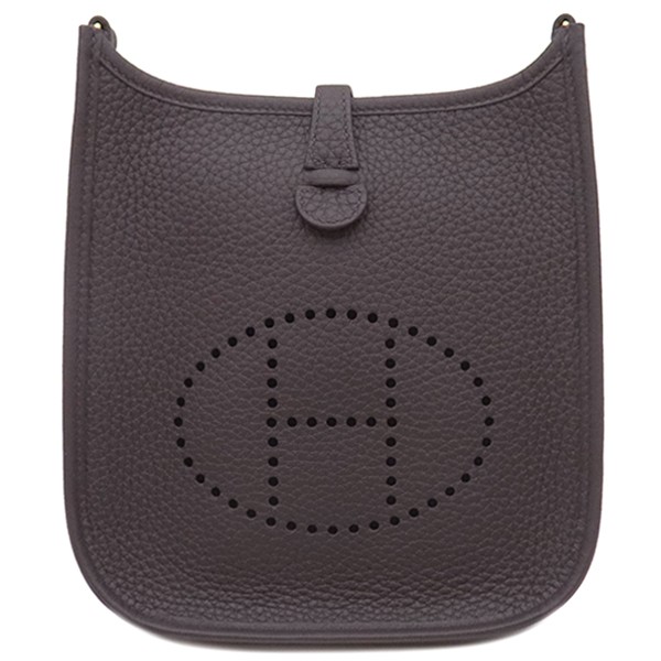 Hermes Evelyne TPM Clemence Shoulder Bag in Purple Black 964154  