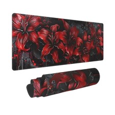 Red Lily Goth Gaming Mouse Mat Extended Large XL Mouse Pad Desk Mat Non-Slip ...