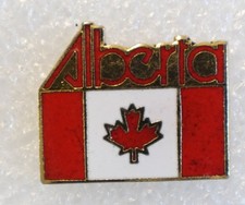 Alberta Pinback Button Canadian Flag Shape Taiwain Made